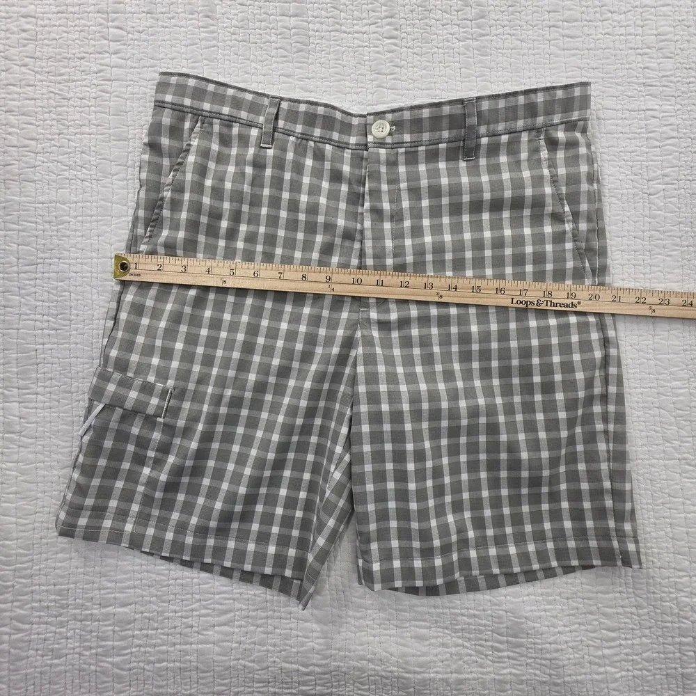 Greg Norman Golf Shorts Men's 34 Grey Checkered Slim Fit 9